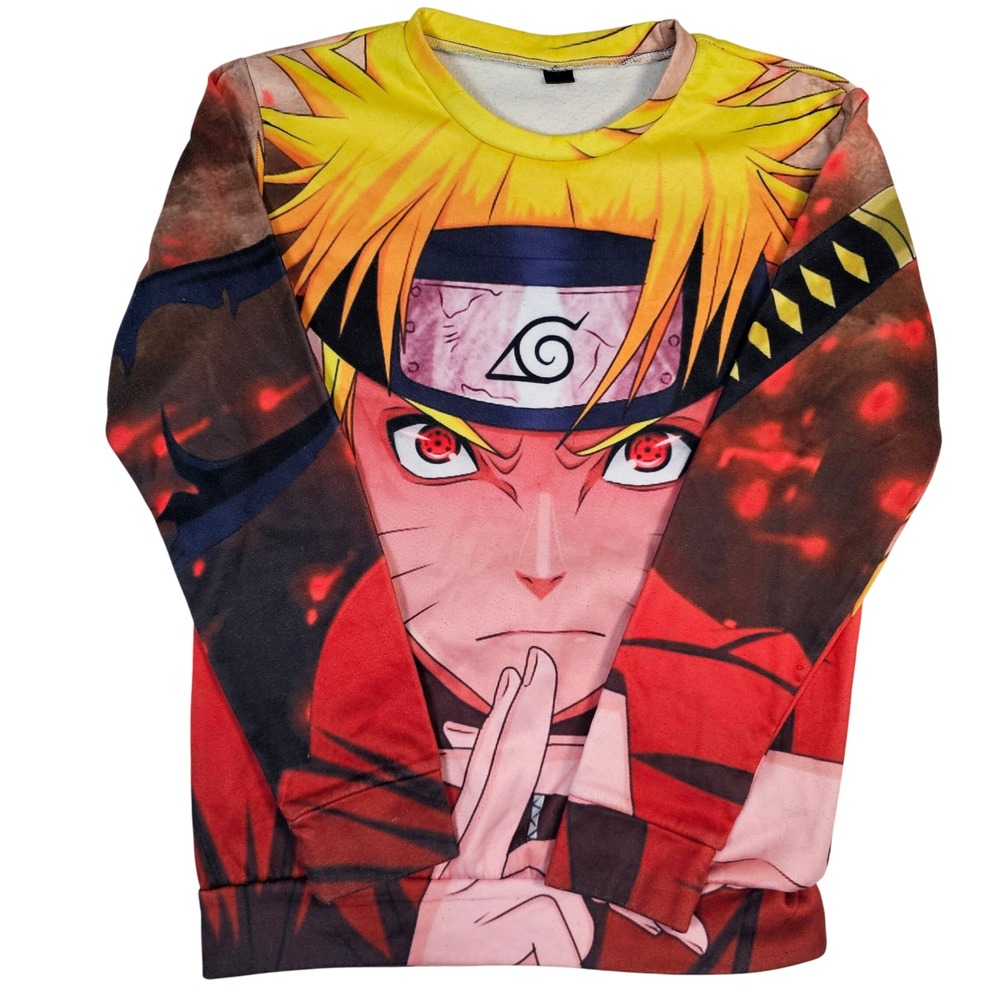 Naruto Shippuden All Over Print Sweatshirt Naruto Uzumaki Sage Mode‎ Red Small